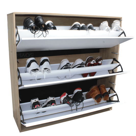 Zapatero Organizador Recibidor En Madera 3 Niveles