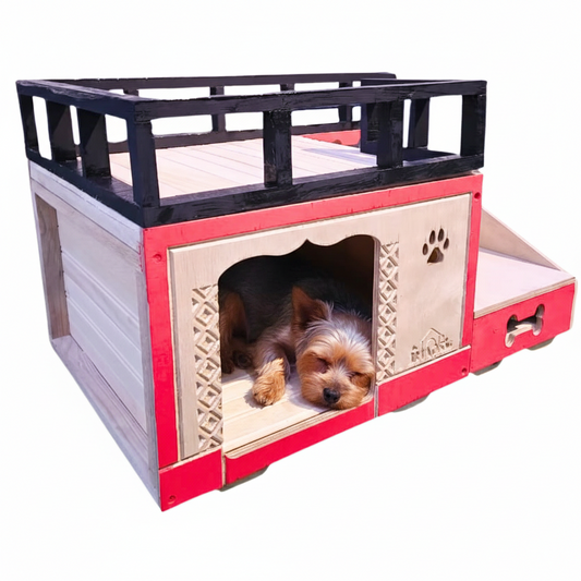 Casa Para Perro En Pino De Terraza Interiores