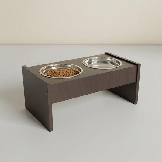 Comedero y Bebedero En Madera 2 Platos