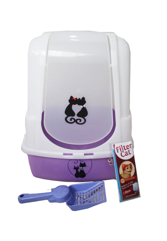 Arenera Caja Baño Para Gatos Con Filtro y Pala