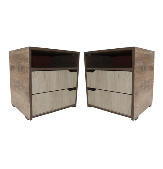 combo x2 mesas de noche chaflan