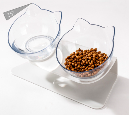 Comedero y Bebedero Doble Cara De Gato