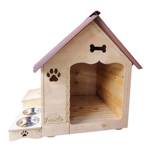 Casa De Madera Para Perros Grandes Con Platero Jumbo