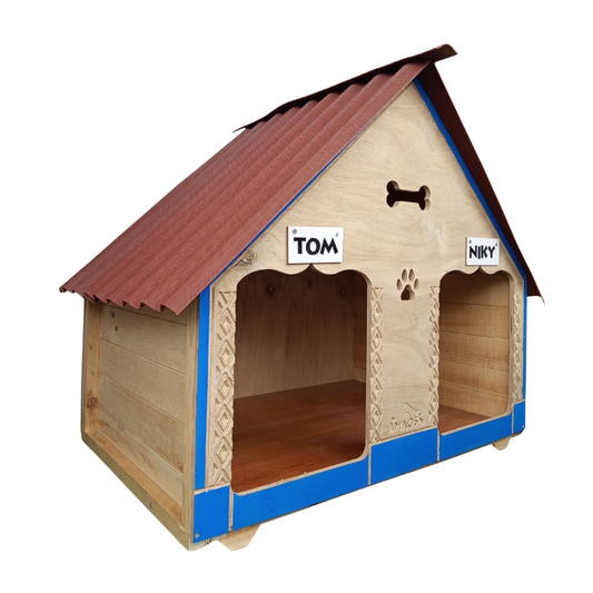 Casa Doble De Madera Para Perros Medianos