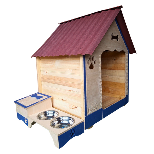 Casa De Madera Para Perros Grandes Con Platero Extrajumbo