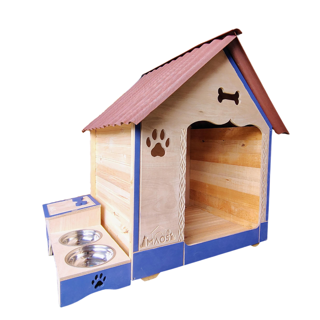 Casa De Madera Para Perros Grandes Con Platero Jumbo