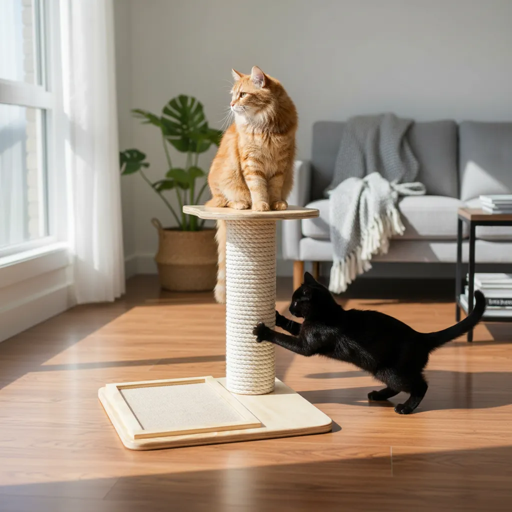 Rascador Acicalador Cara De Gato En Pino