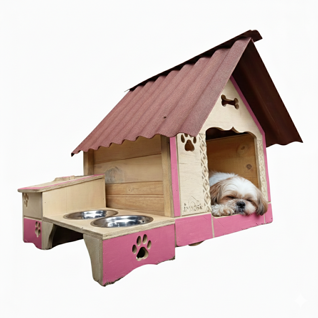 Casa Para Perro En Pino Con Platero
