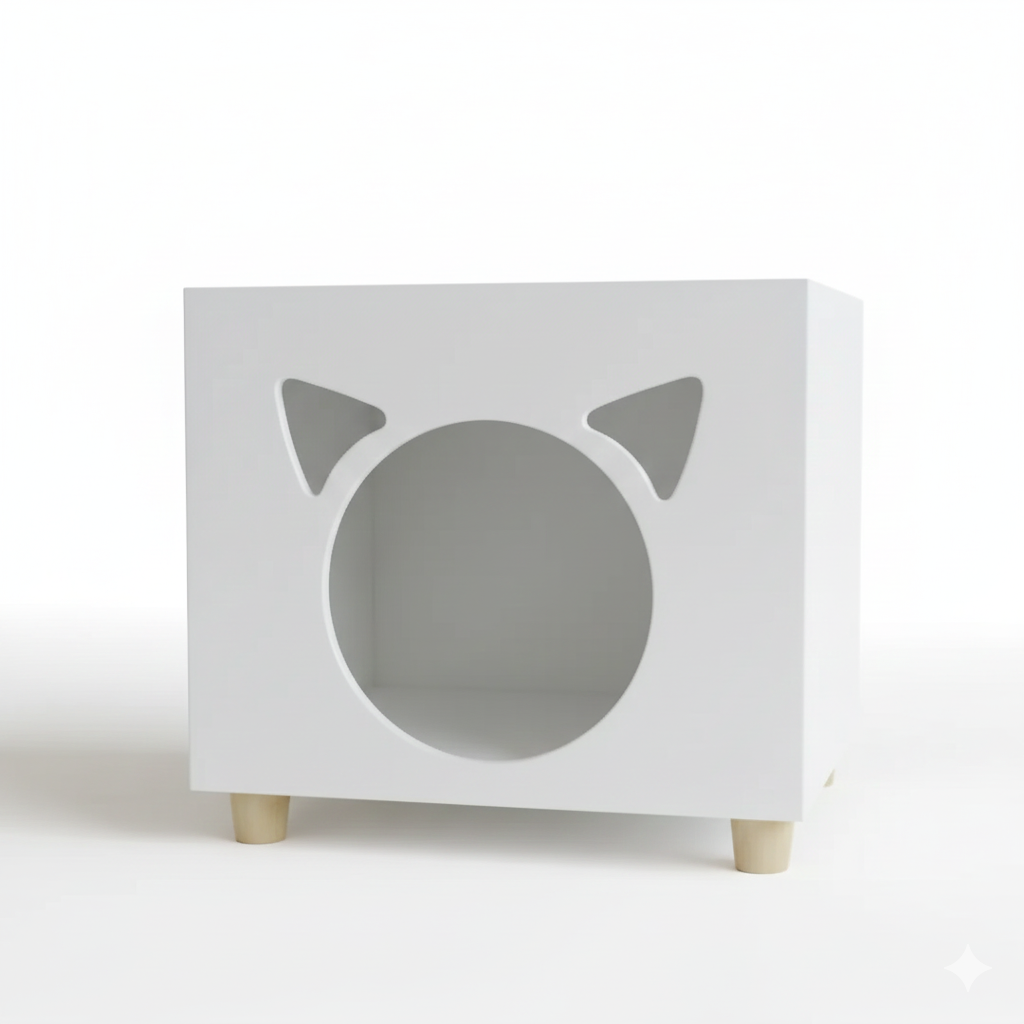 Mueble Casa Para Gato Con Patas En Madera