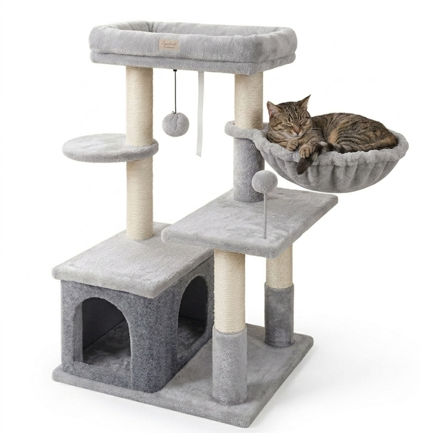 Gimnasio Rascador Para Gatos Felpa 3 Niveles