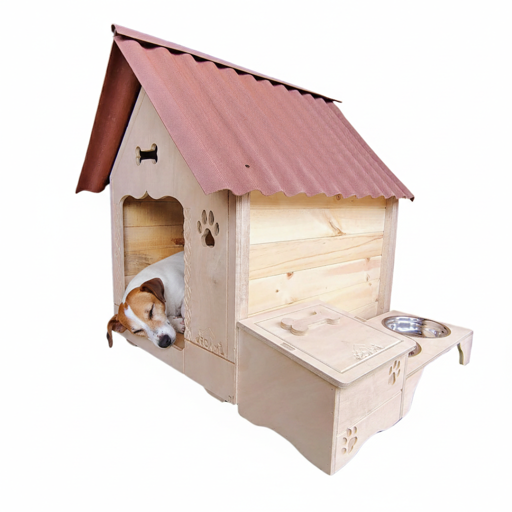 Casa Para Perro En Pino Con Platero