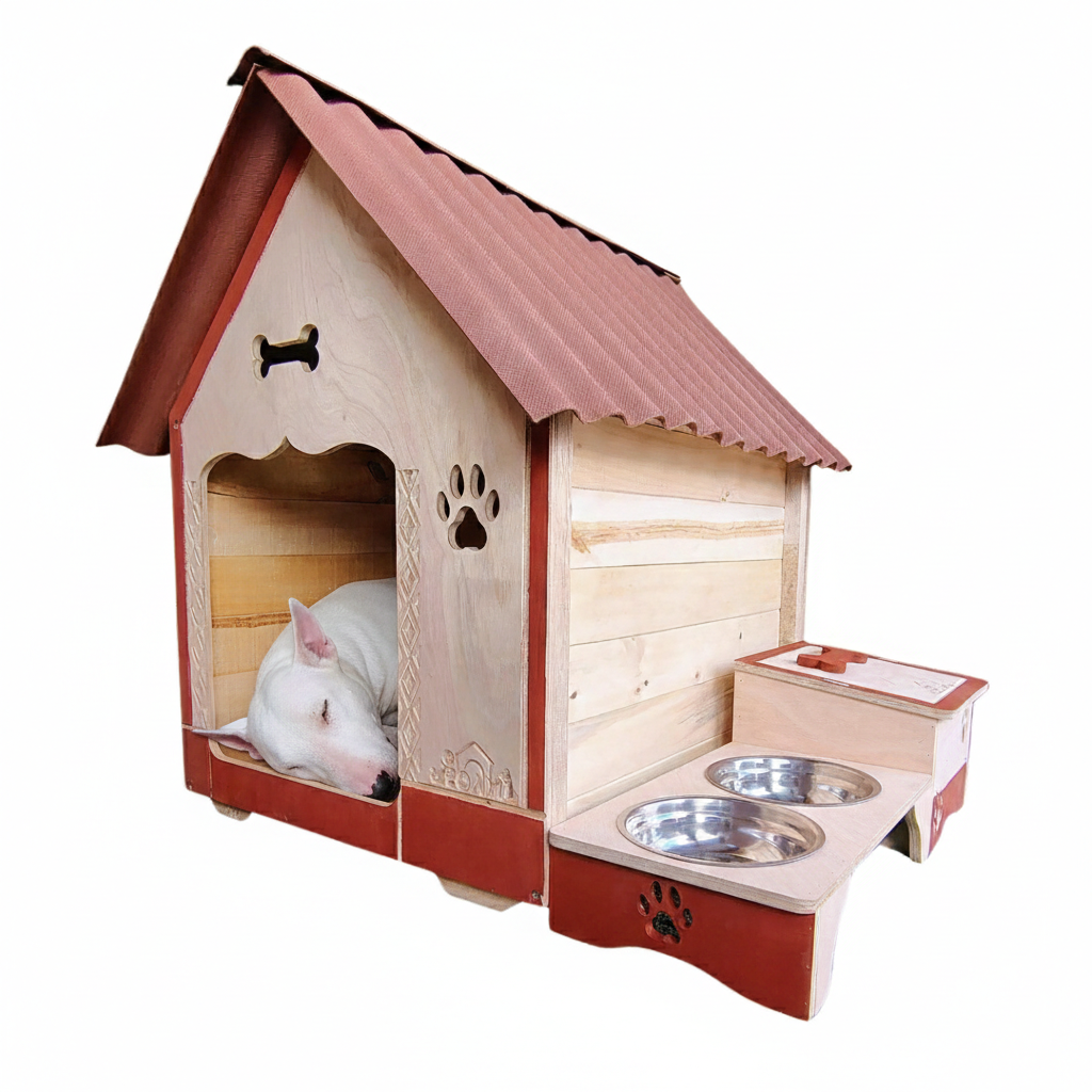 Casa Para Perro En Pino Con Platero