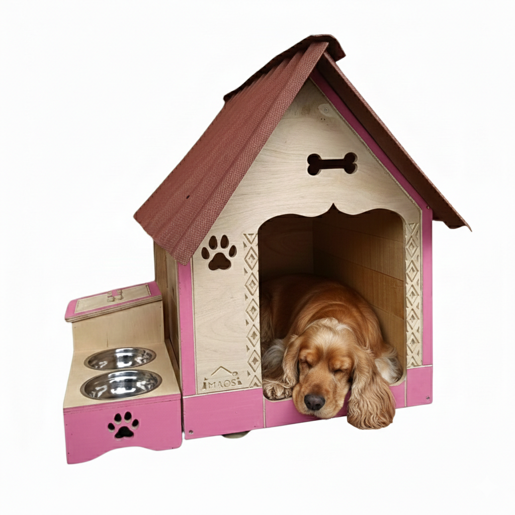 Casa Para Perro En Pino Con Platero