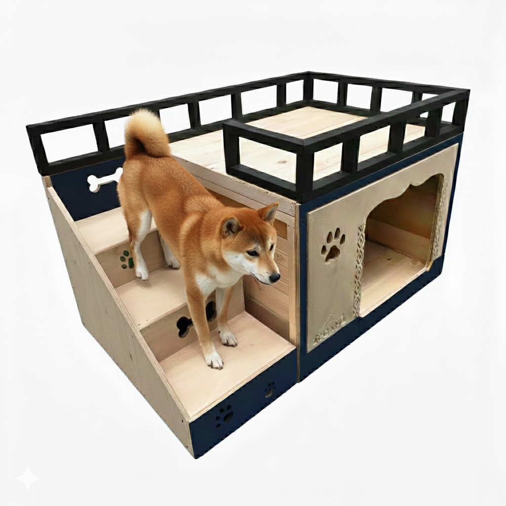 Casa Para Perro En Pino De Terraza Interiores