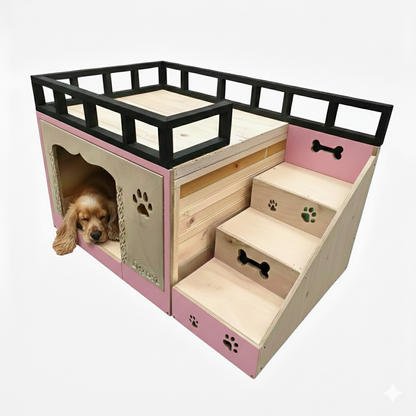 Casa Para Perro En Pino De Terraza Interiores