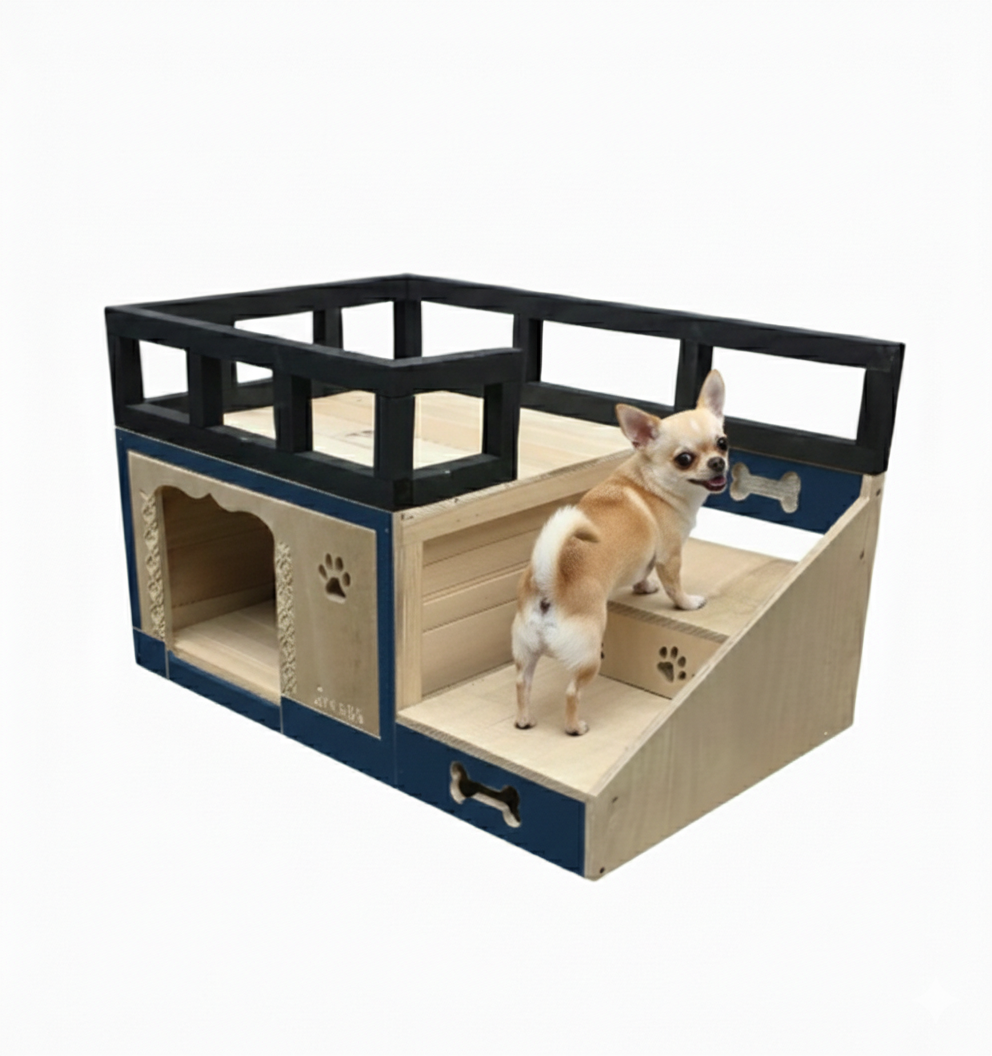 Casa Para Perro En Pino De Terraza Interiores