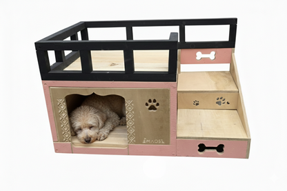 Casa Para Perro En Pino De Terraza Interiores
