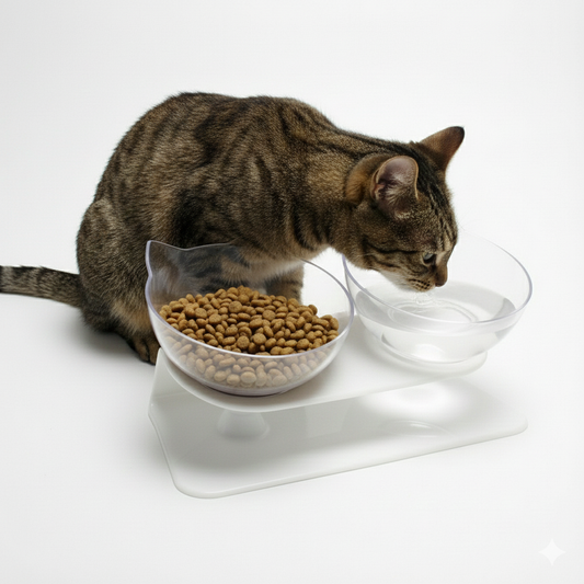 Comedero y Bebedero Doble Cara De Gato