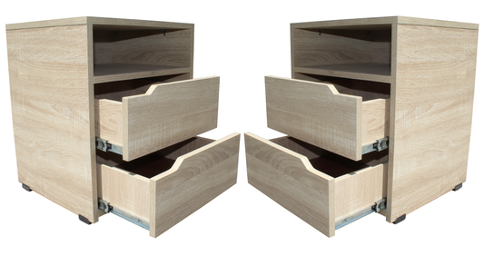 combo x2 mesas de noche chaflan