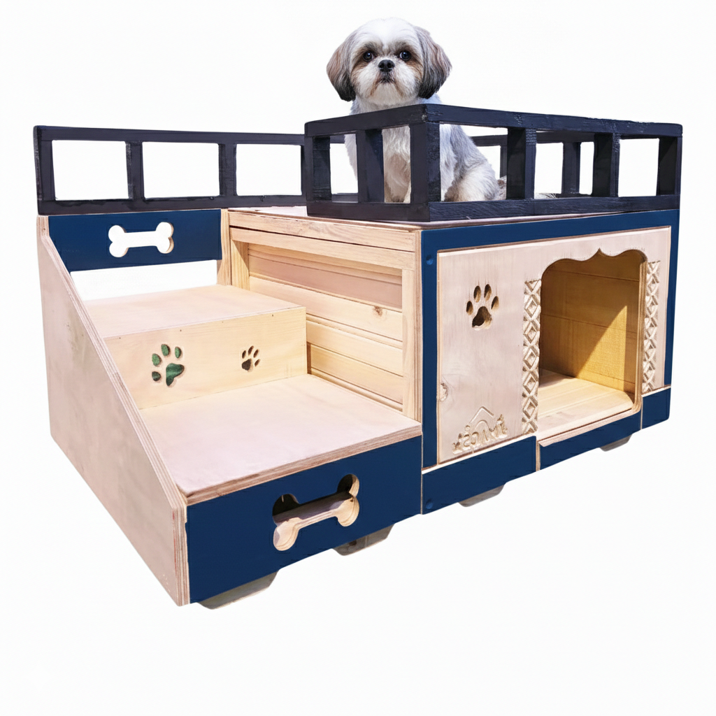 Casa Para Perro En Pino De Terraza Interiores