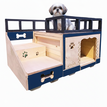 Casa Para Perro En Pino De Terraza Interiores
