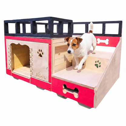 Casa Para Perro En Pino De Terraza Interiores