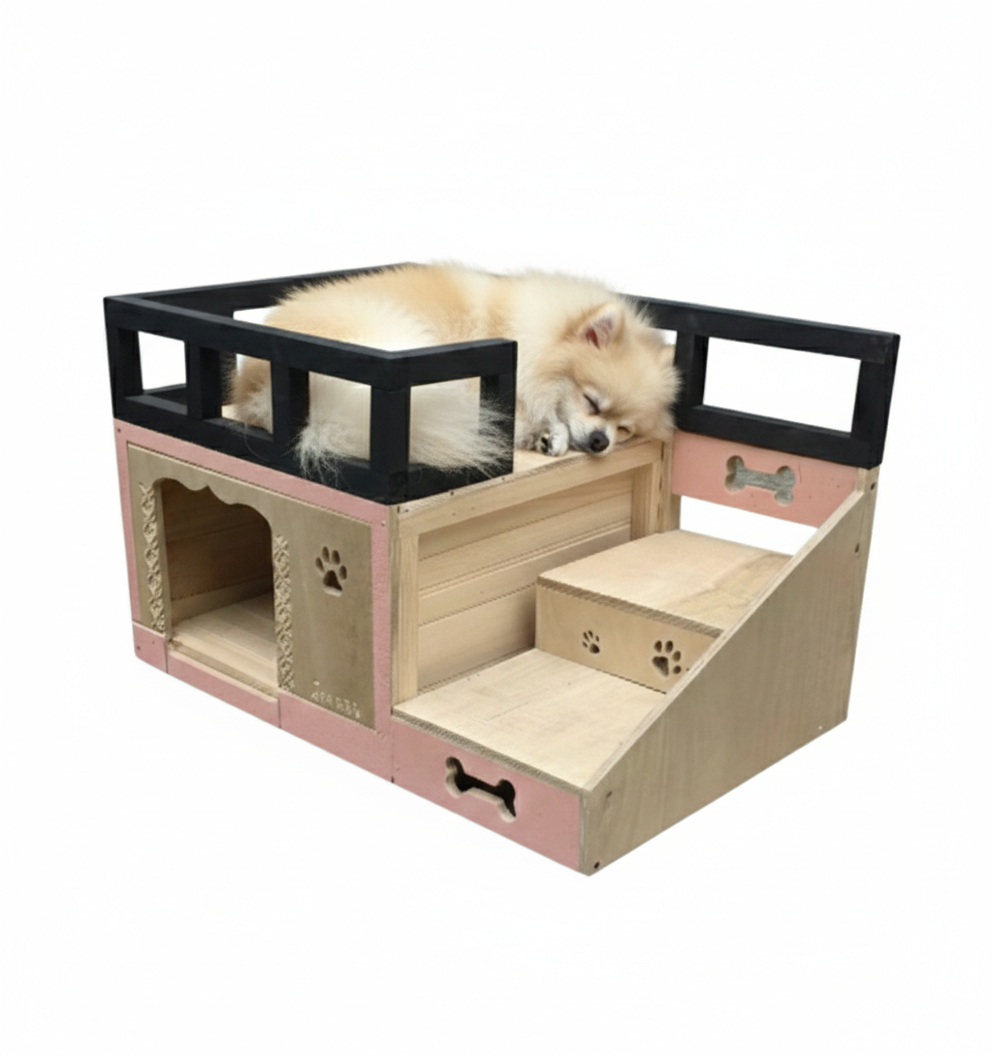 Casa Para Perro En Pino De Terraza Interiores
