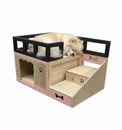 Casa Para Perro En Pino De Terraza Interiores