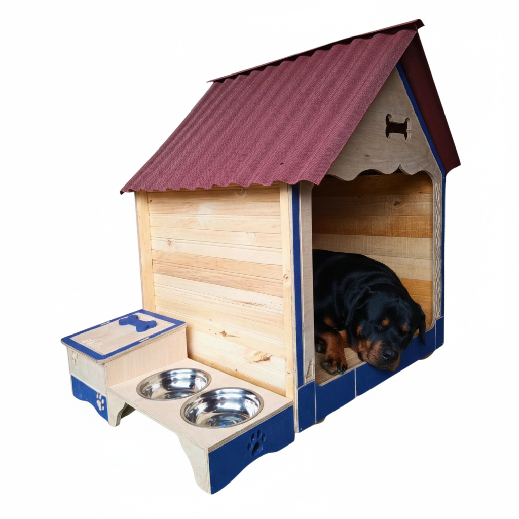 Casa Para Perro En Pino Con Platero