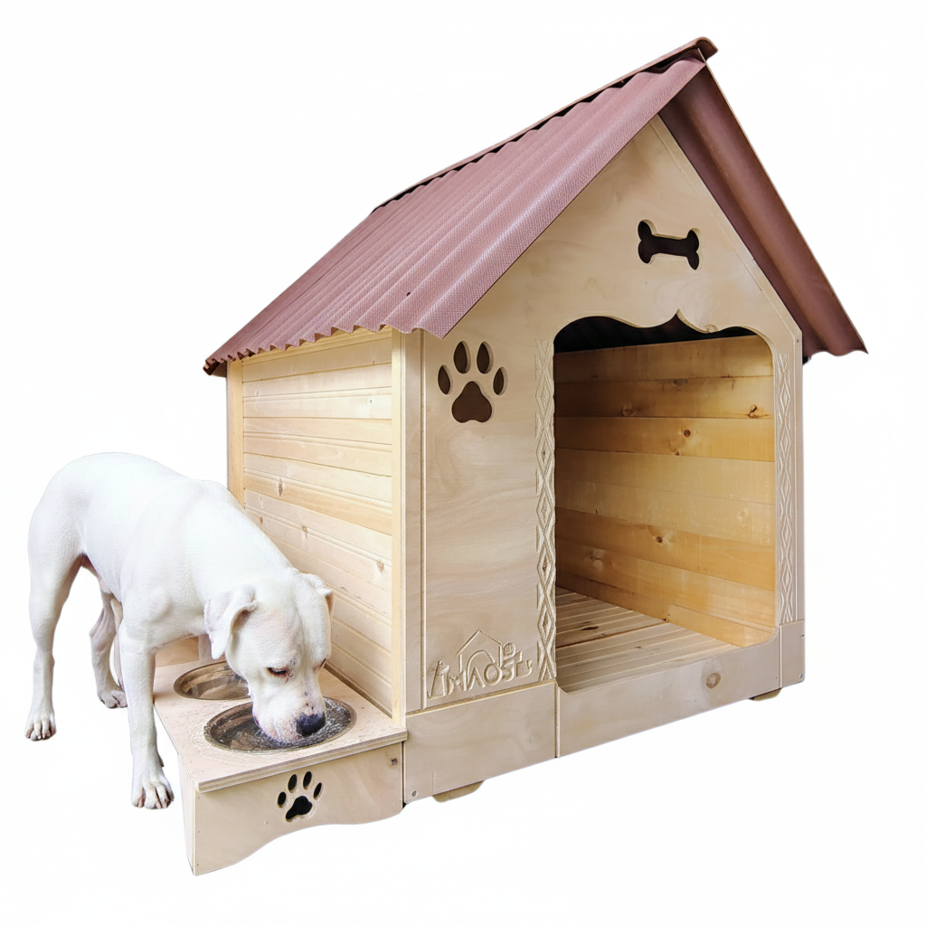 Casa Para Perro En Pino Con Platero