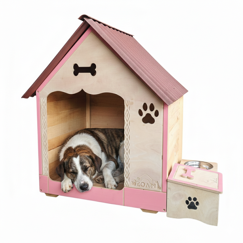 Casa Para Perro En Pino Con Platero