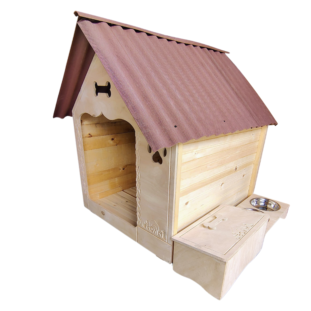 Casa De Madera Para Perros Grandes Con Platero Extrajumbo