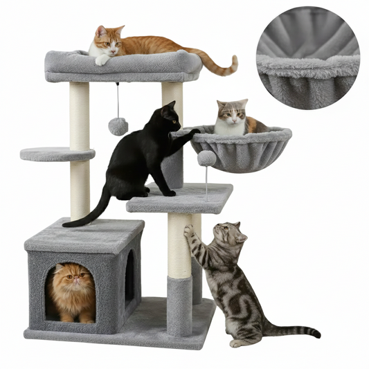 Gimnasio Rascador Para Gatos Felpa 3 Niveles