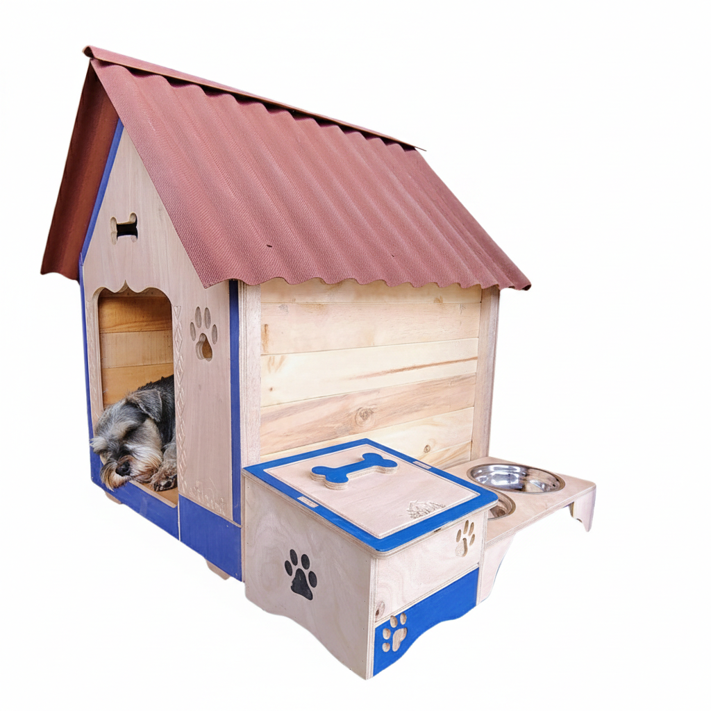 Casa Para Perro En Pino Con Platero