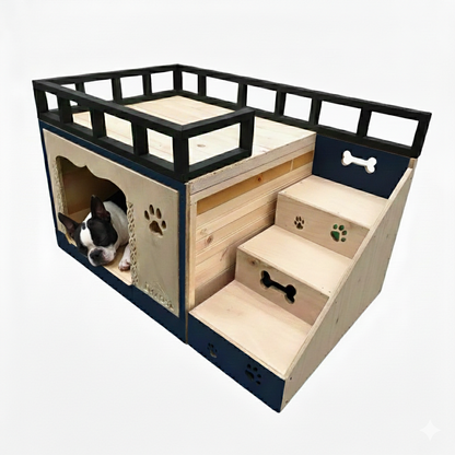 Casa Para Perro En Pino De Terraza Interiores