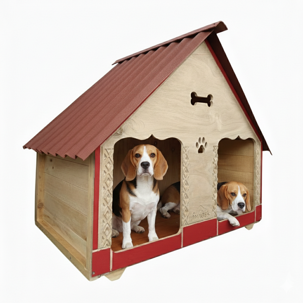 Casa Doble Para Perro En Pino Exteriores