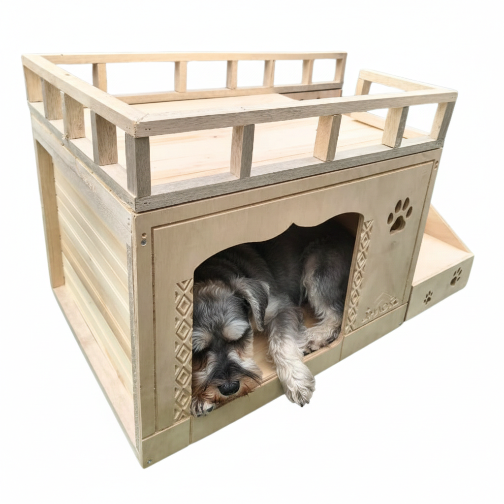 Casa Para Perro En Pino De Terraza Interiores