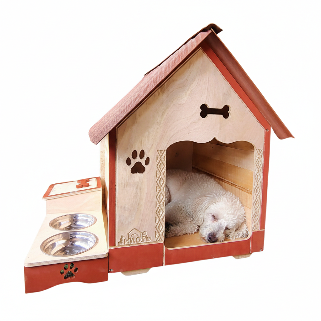 Casa Para Perro En Pino Con Platero