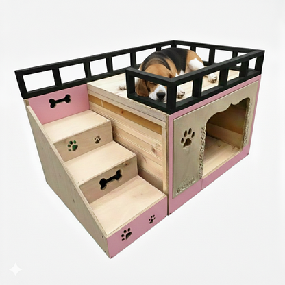 Casa Para Perro En Pino De Terraza Interiores