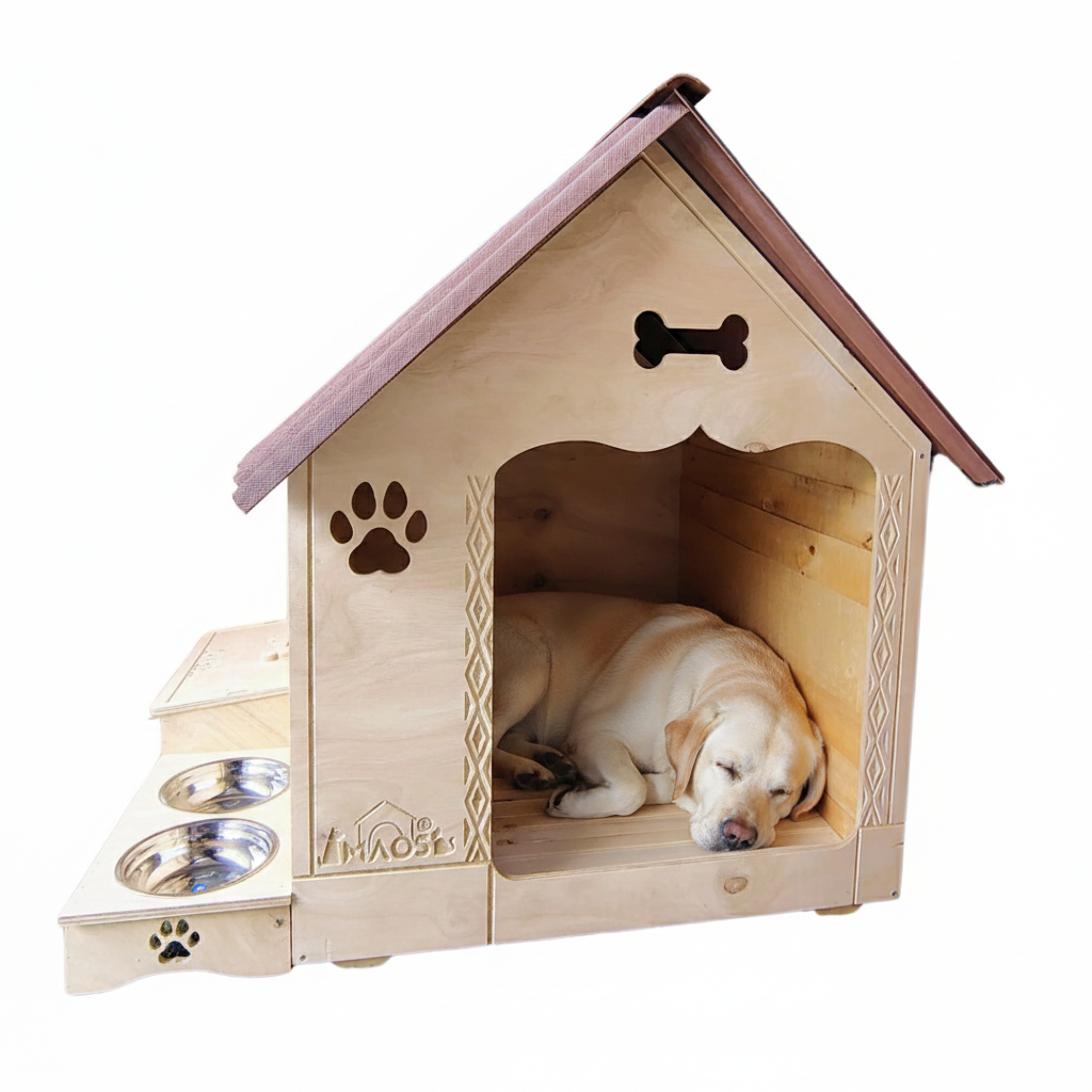 Casa Para Perro En Pino Con Platero