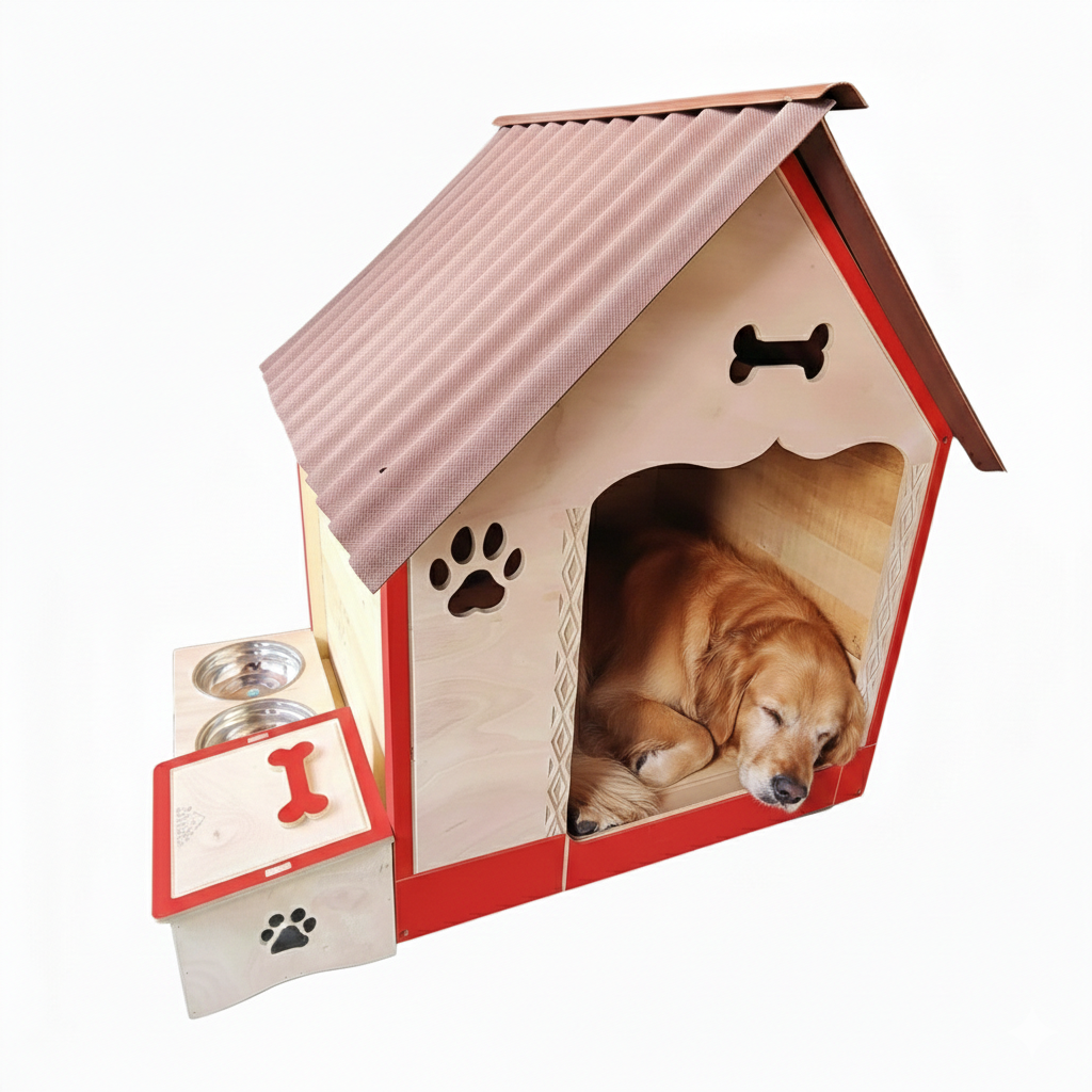 Casa Para Perro En Pino Con Platero