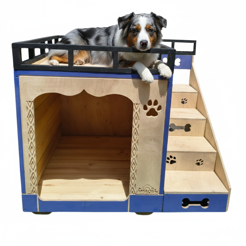 Casa Para Perro En Pino De Terraza Interiores