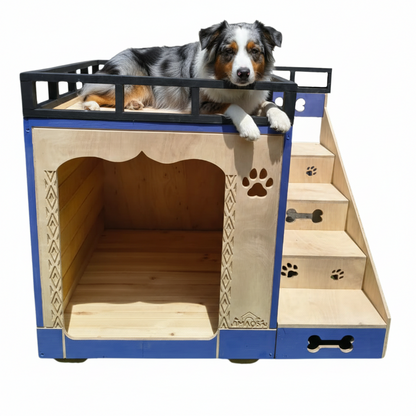 Casa Para Perro En Pino De Terraza Interiores