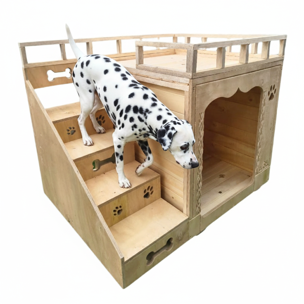 Casa Para Perro En Pino De Terraza Interiores