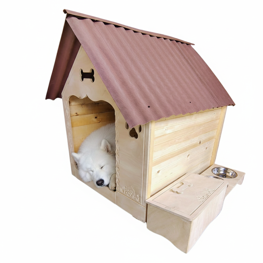 Casa Para Perro En Pino Con Platero