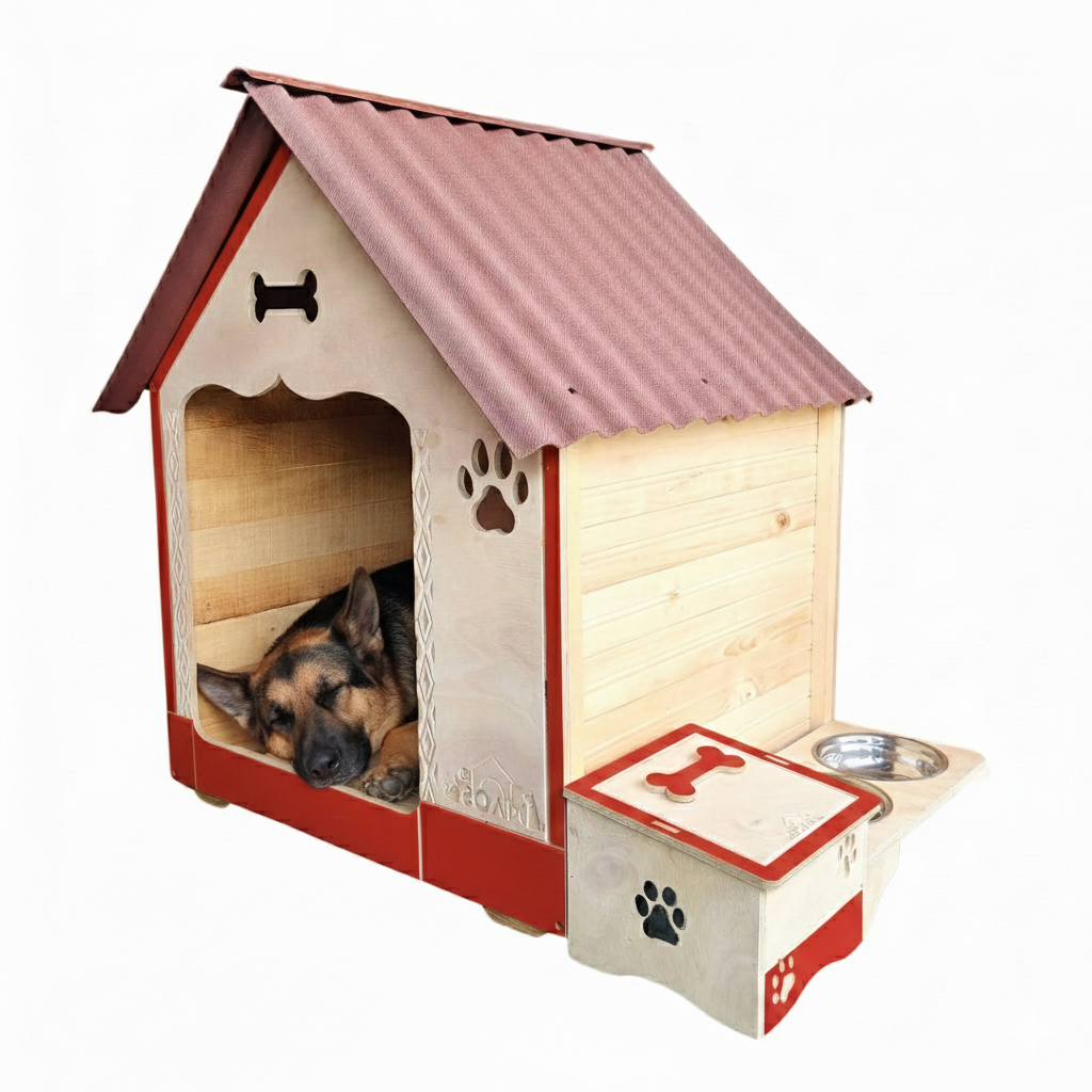 Casa Para Perro En Pino Con Platero
