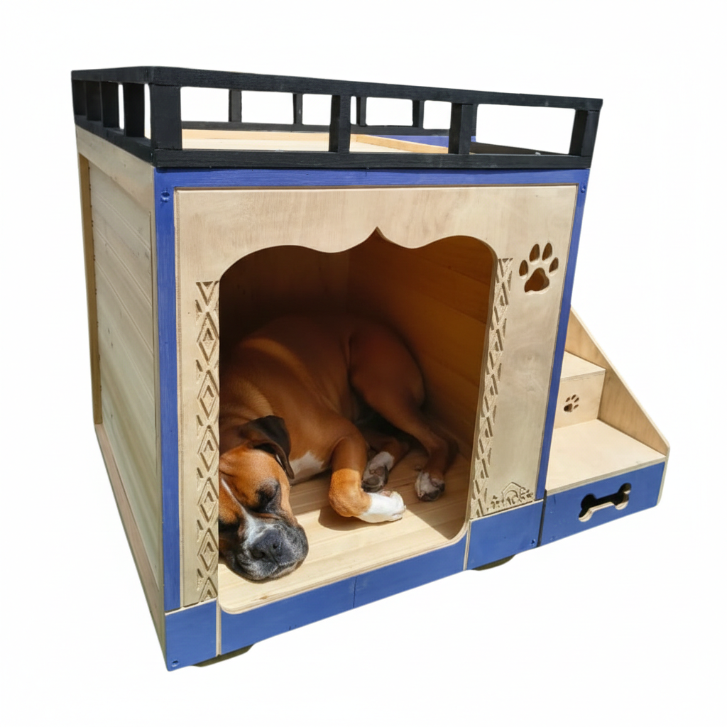 Casa Para Perro En Pino De Terraza Interiores