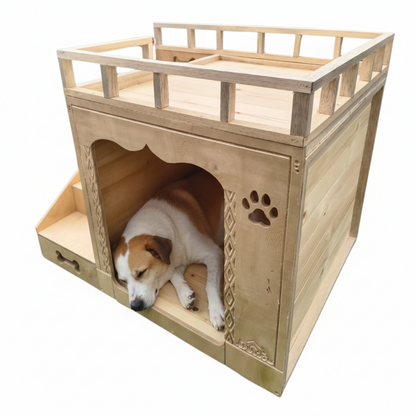Casa Para Perro En Pino De Terraza Interiores
