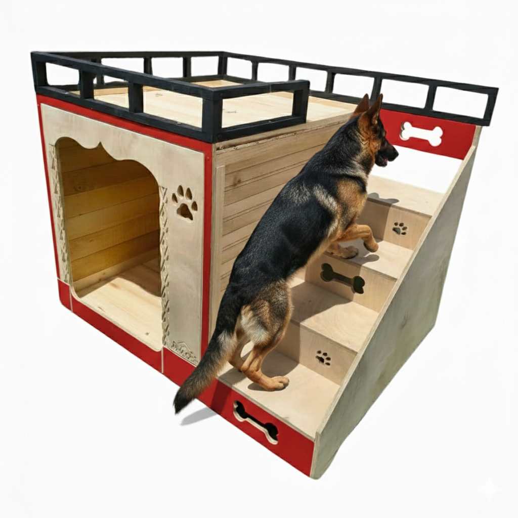 Casa Para Perro En Pino De Terraza Interiores