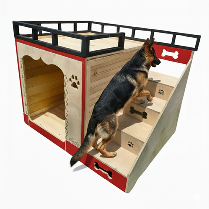 Casa Para Perro En Pino De Terraza Interiores